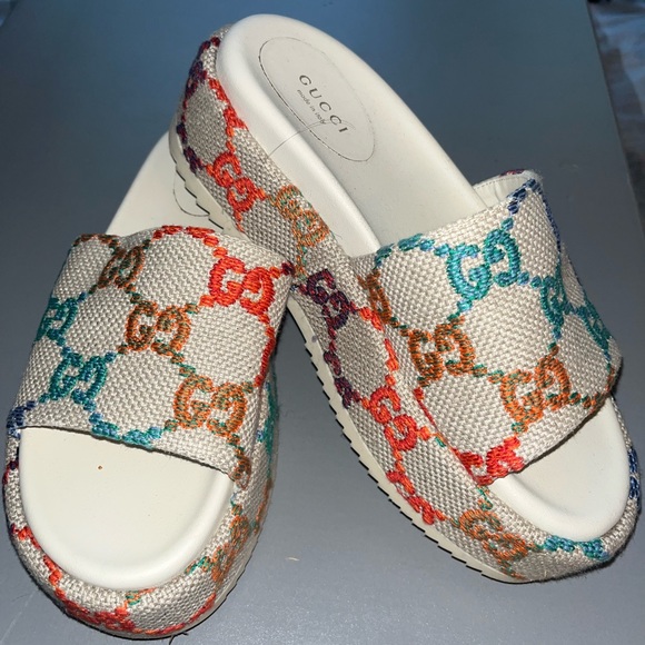 Gucci Shoes Gucci Jacquard Multi Color Slides 7 Poshmark